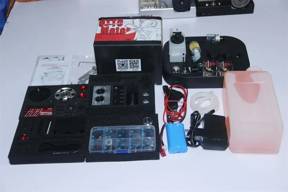 Twin cylinder engine assembly model metal methanol fuel mini mini engine mechanical assembly toy