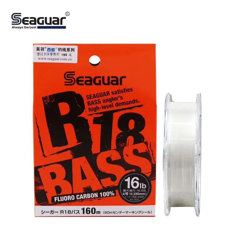 Imagem -03 - Seaguar R18 Flourocarbon Carbon Fiber Fishing Line Monofilamento Carpa Bass Reel Original 3lb a 25lb Líder