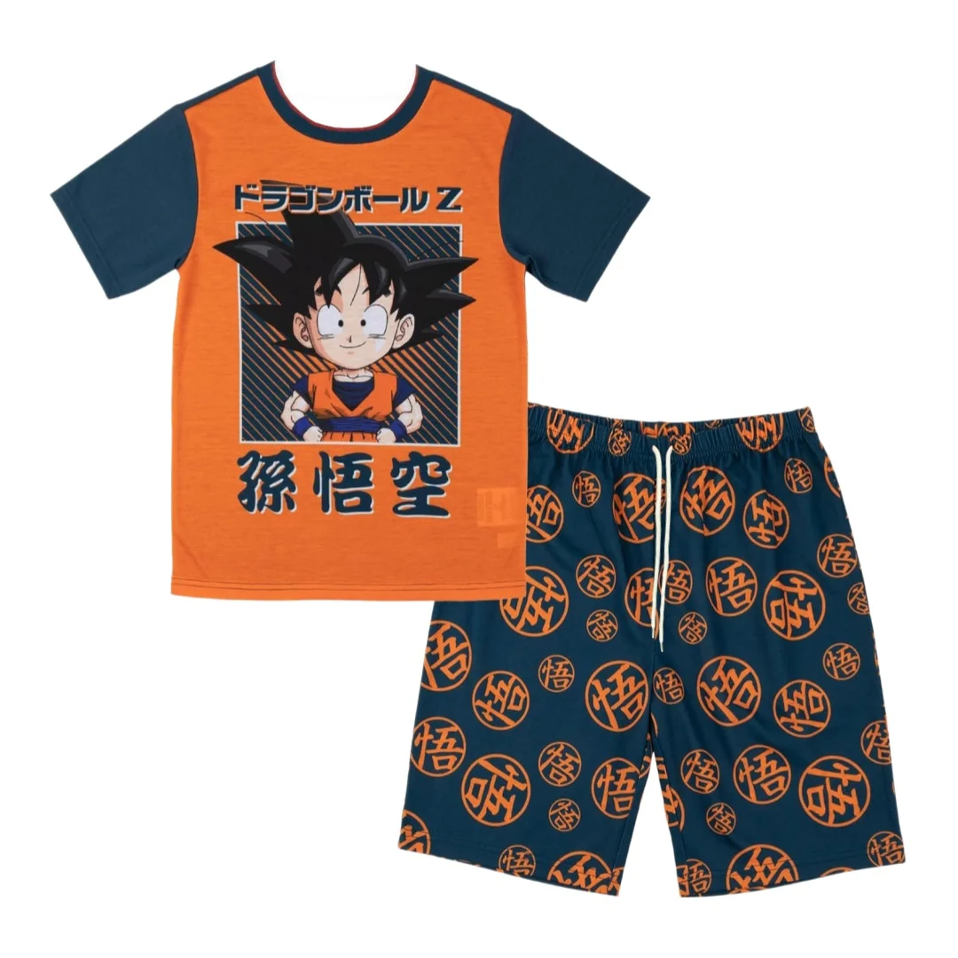 2026 Dragon Ball Z Goku Pajama Anime Allover Print Adult Kids T-Shirt & Pants Athleisure Set Summer Quick-dry Soft Lightweight