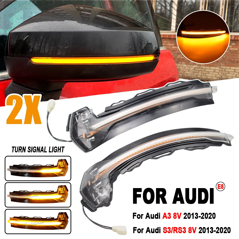 2pcs Dynamic blinker for Audi A3 8V S3 RS3 Side Mirror light LED Turn Signal 2013 2014 2015 2016 2018 2019 2020 Arrow flasher view 5