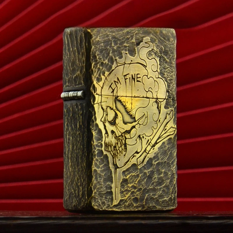 2026 New ZORRO Genuine Brass Skull Kerosine Lighter, Hand-carved Old Style Personalized Creative Luxury High-end Gift for Men