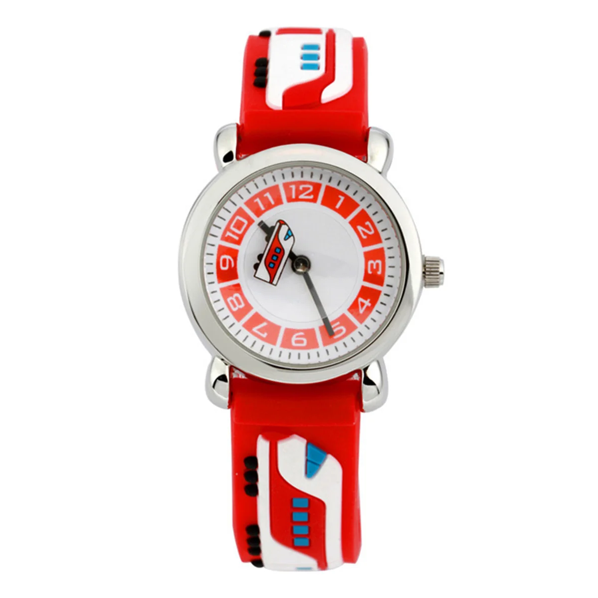 

3D Cartoon Silicone Wrist Watch Waterproof Kids Quartz Watch Eco-Friendly Creative Red For Children Unique Design Durable Safe