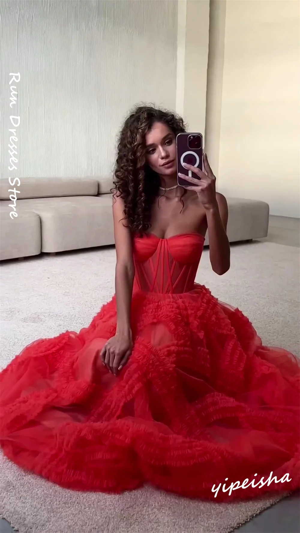 Customized Prom Retro Sweetheart Ball Gown Floor Length  Dresses Draped Net/Tulle Formal Occasion 	vestidos para ocasiões formai