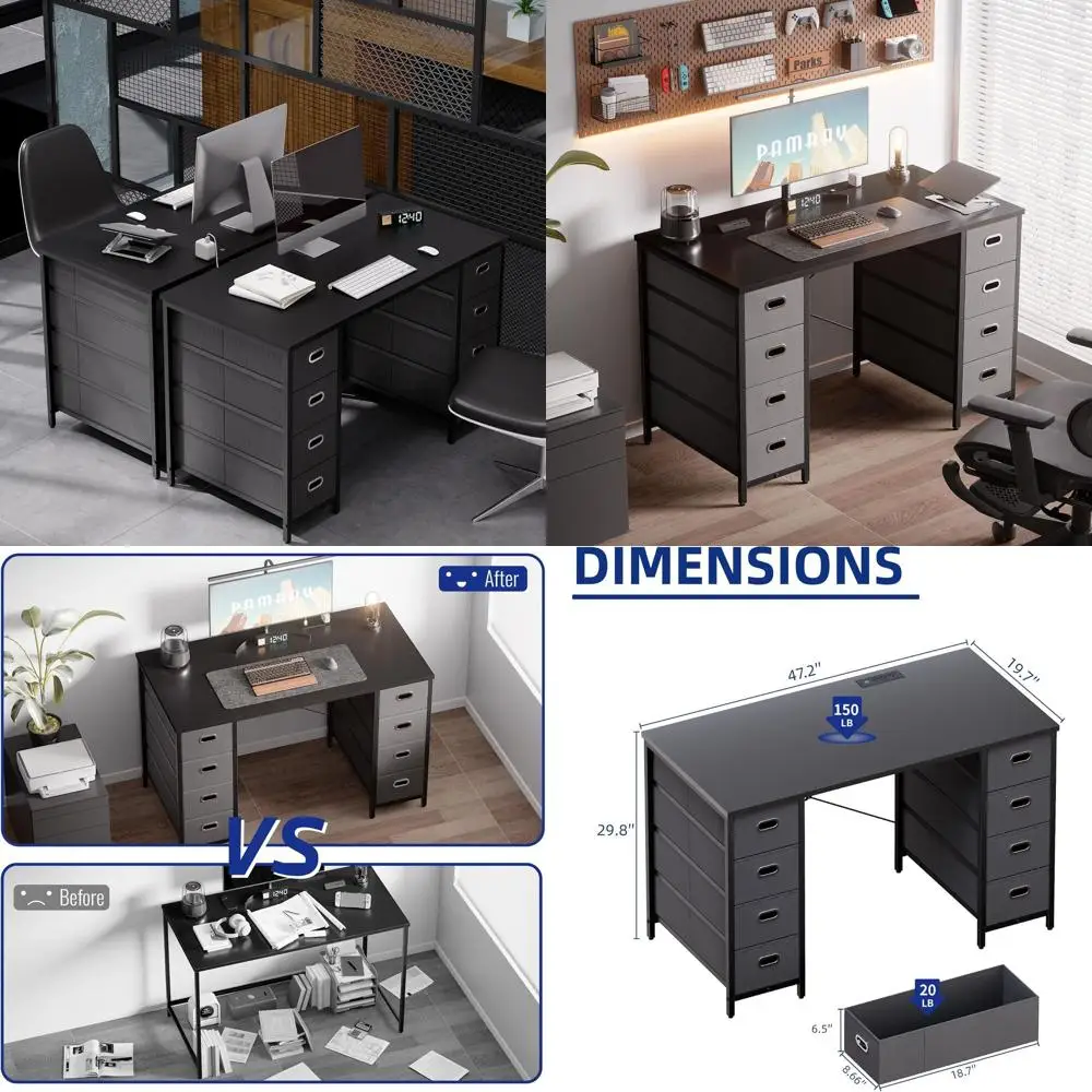 47 Black 8-Drawer F…