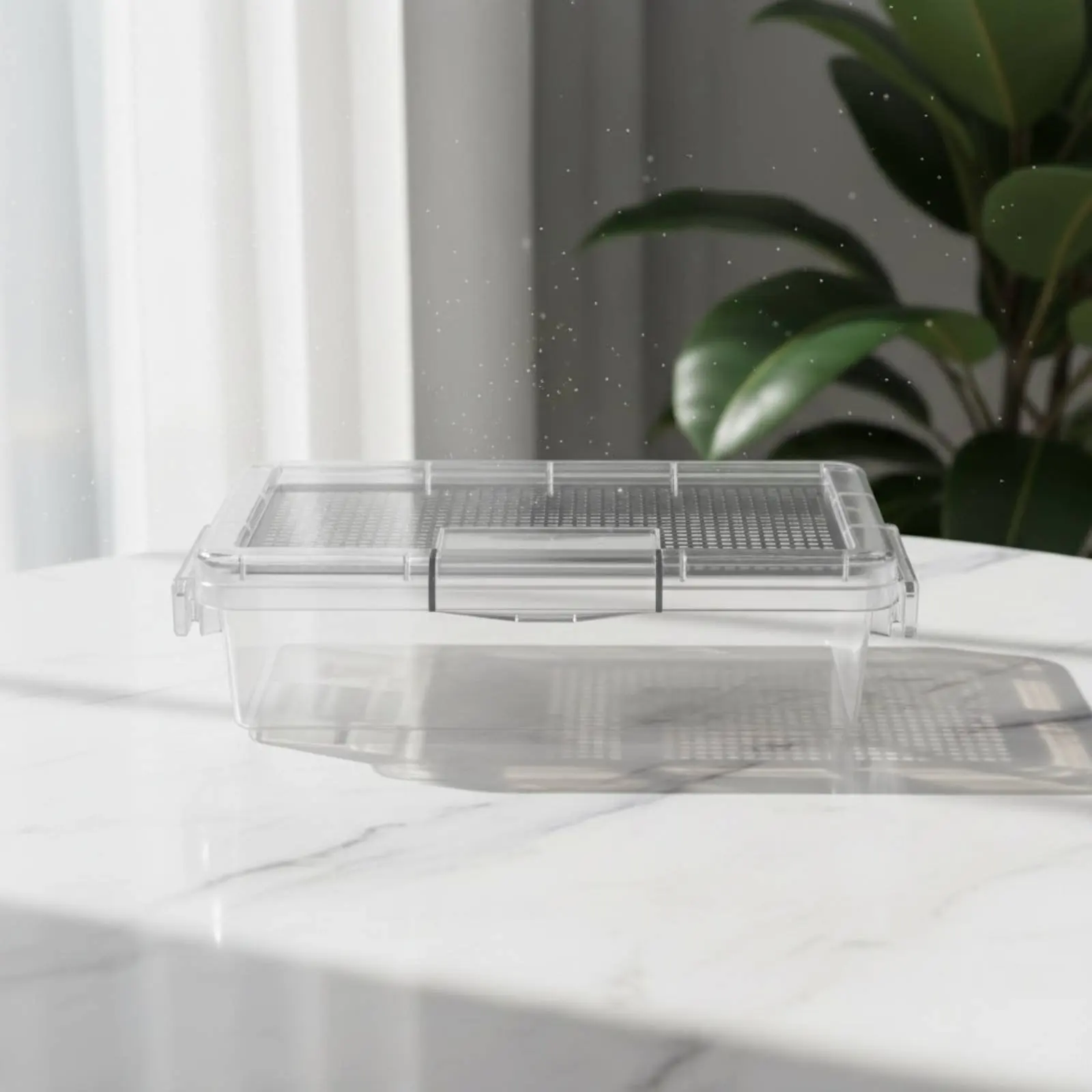 

Breeding Container Ventilated Feeder Keeper Box Terrarium Stackable Critter Keeper Secure Latch for Office