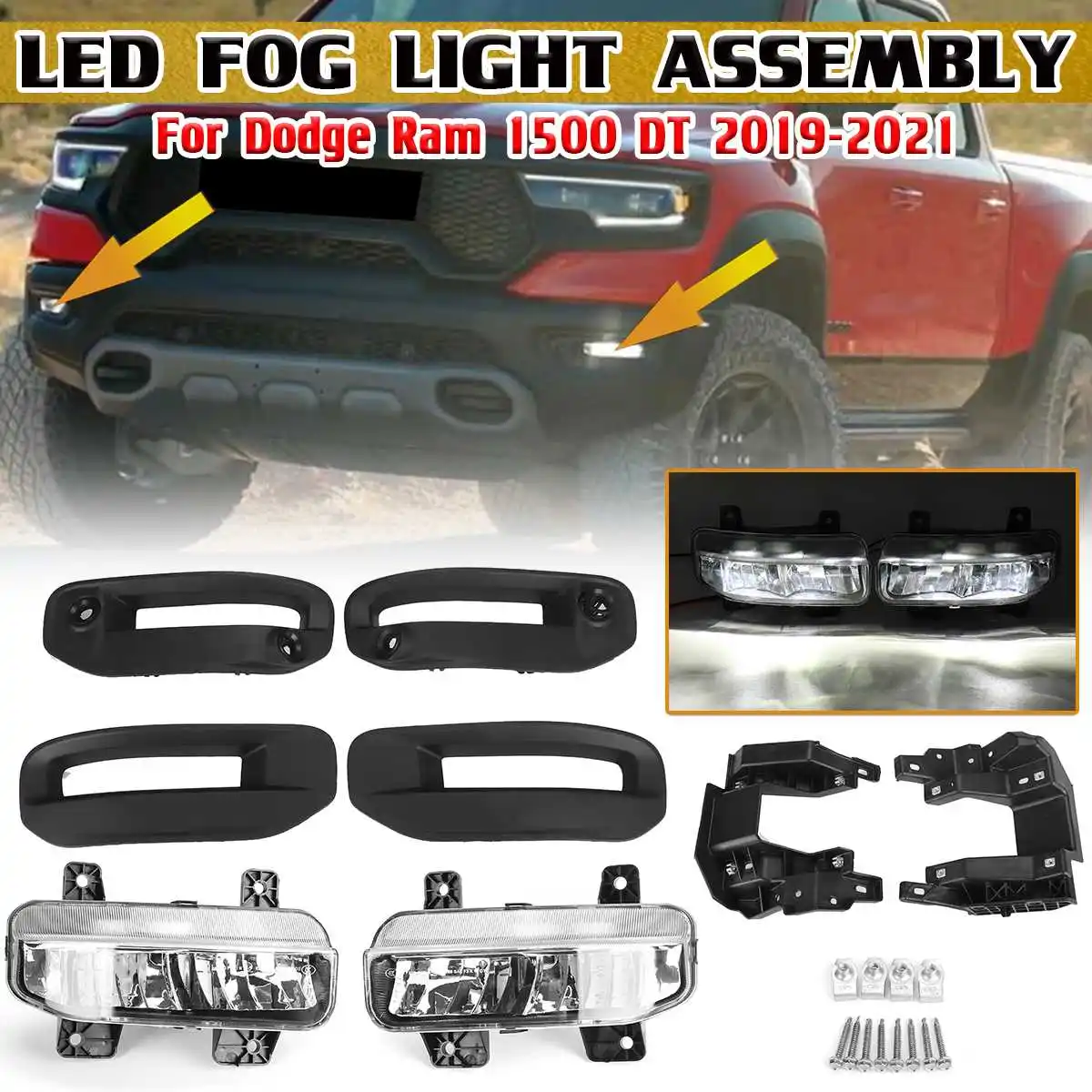 High Quality LED Front Bumper Fog Lights Assembly Kit With Bracket Headlight Signal Lamp For Dodge Ram 1500 DT 2019 2020 2021