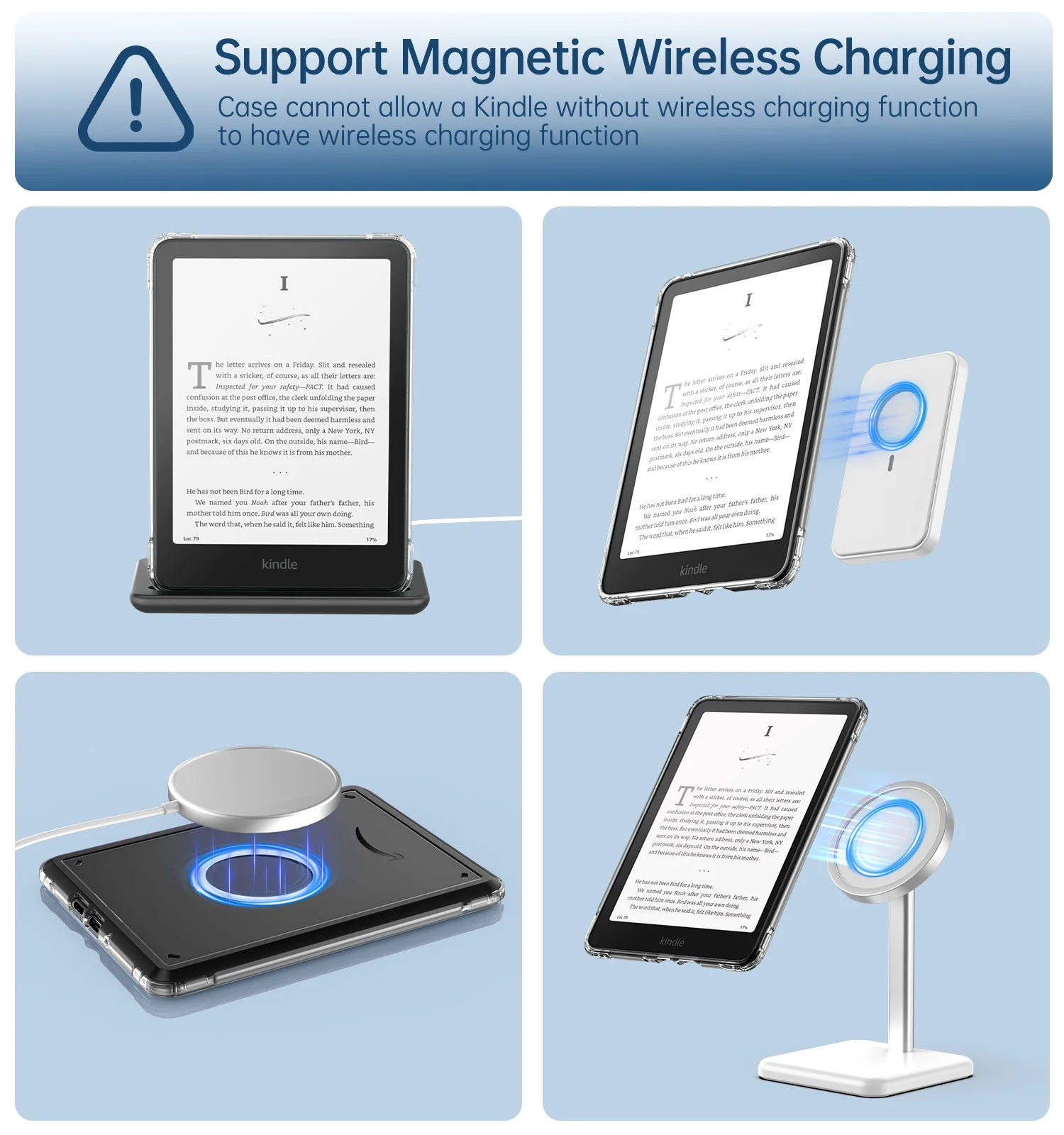 MoKo 360 °   Obrotowe etui na Kindle Paperwhite 7 cali (12. generacja, 2024) i Kindle Colorsoft (2024/2025), przezroczysty tył, odłączane, magnetyczne, ochronne. — zdjęcie produktu 5