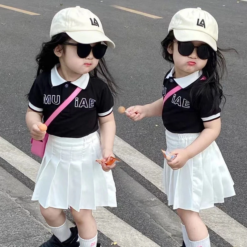 Rok Mini berlipat Solid pinggang tinggi untuk anak perempuan 4-12 tahun Rok dansa mode gaya Preppy Korea musim panas rok A-line siswa