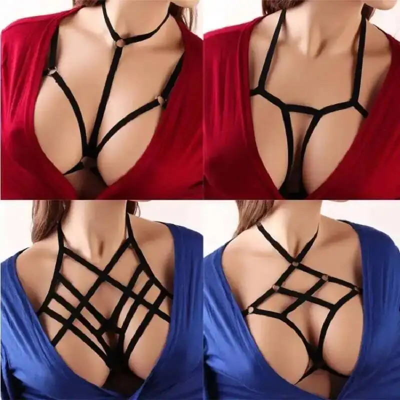 Black Body Harness Bondage Sexy Breast Sex Toy For Womern Erotic Lingerie Belts Elastic Strappy Tops Caged Bras