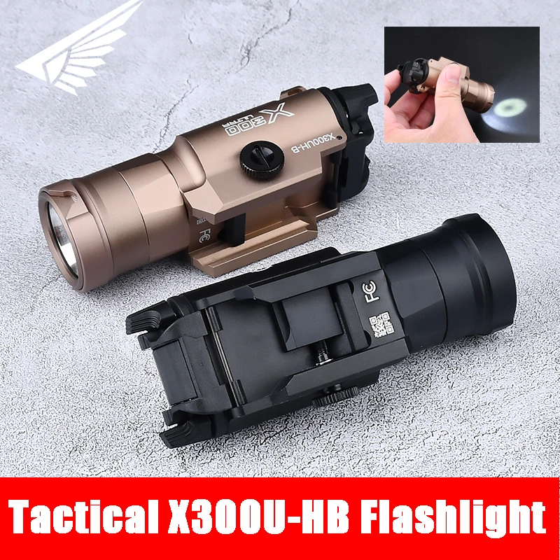 

WADSN X300 Tactical X300UH-B Flashlight Scout Weapon Lamp Metal White Light Fit 20mm Rail Outdoor Hunting Accessory Equipment