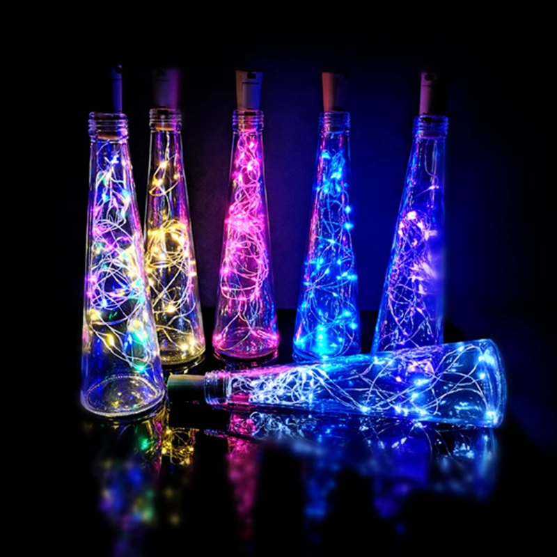 LED Wine Bottle Cork Atmosphere Lamp, Children's Night Light, Lovers Holiday Gift, Decoração de Natal, grinalda, 5 Bar