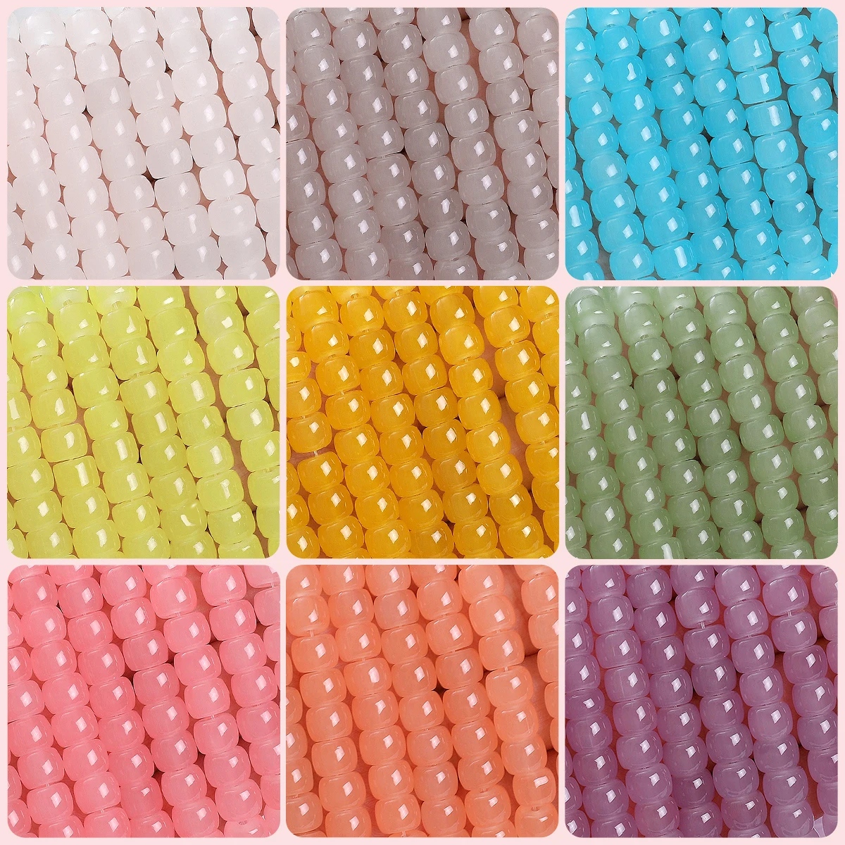 

8x6mm Glass Imitation Jade Bucket Beads with 1.5mm Hole - DIY Jewelry Making (Necklace/Bracelet/Earring) 30pcs/Pack