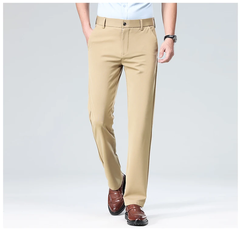 29-42 männer Sommer Dünne Mode Business Casual Anzug Hosen Lange Hosen männer Elastische Gerade Hülse Formale hosen Plus Größe – Detail 27