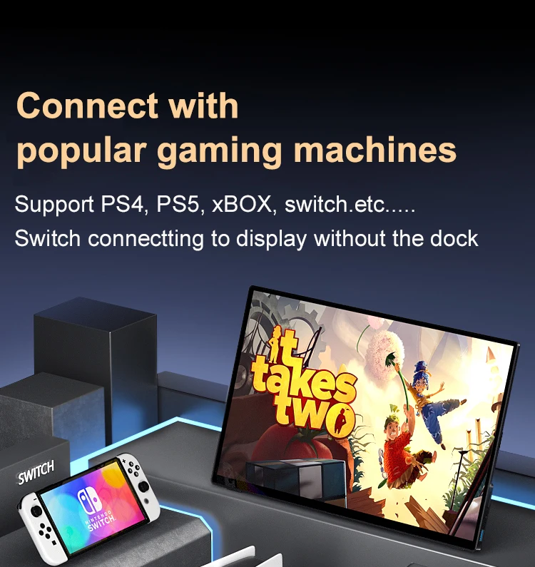 14'' 4K OLED Tragbarer Monitor 16:10 3840*2400p 500Nits USB-C HDMI-kompatibler externer Gaming-Monitor für PS5 Switch Laptop MacOS – Detail 22