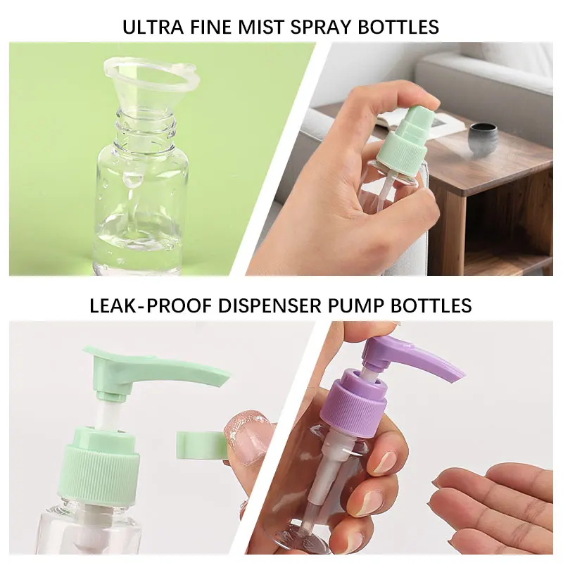 7 個旅行ミニメイクアップ化粧品フェイスクリームポットボトルプラスチック透明空のメイクアップコンテナボトルトラベルアクセサリー