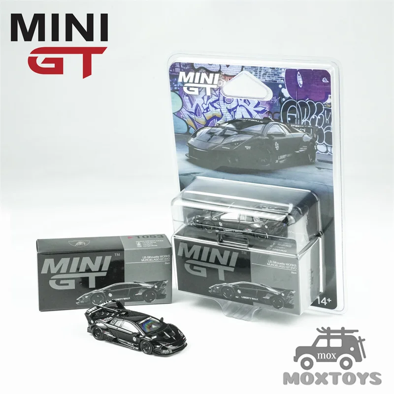 MINI GT 1:64 LB-Silhouette WORKS MURCIELAGO GT Evo Papel Preto/caixa blister Diecast Model Car