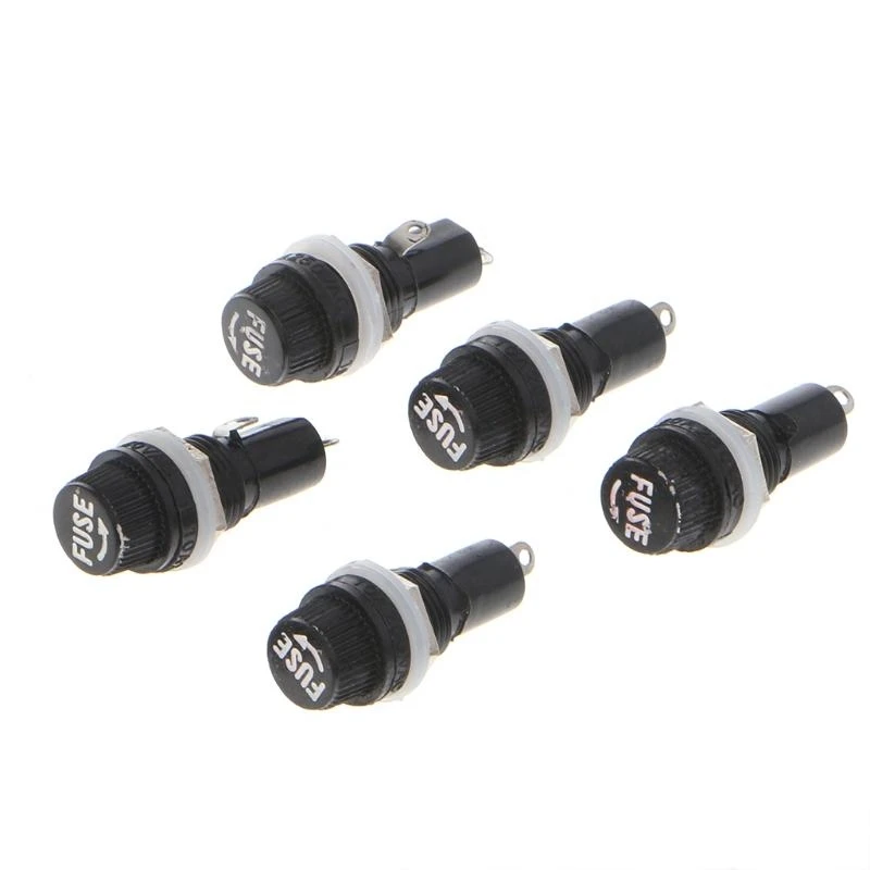 A5YD 5 Pcs Panel Mount Chassis Holder for 5x20mm Glass Fuses 10A 250V