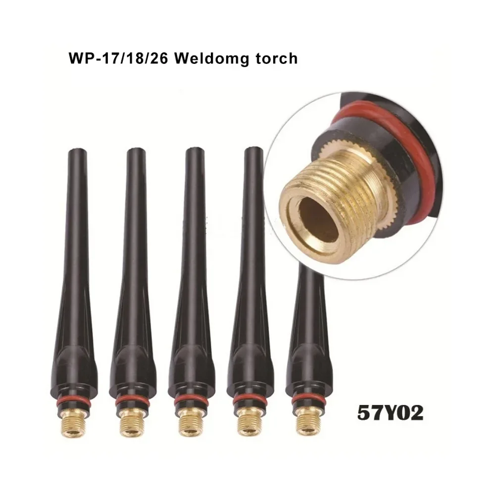 5Pcs/10Pcs TIG Welding 57Y02 Long Back Cap for TIG Welding Torch wp 17 18 26 Series Tig Consumables Welding Soldering Supplies