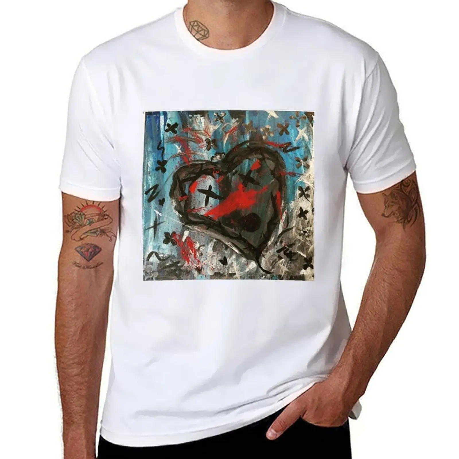 

Angry Heart Abstract Painting T-Shirt man t shirt luxury t shirt men 100% cotton luxury brand t shirts for man slim fit T-Shirt