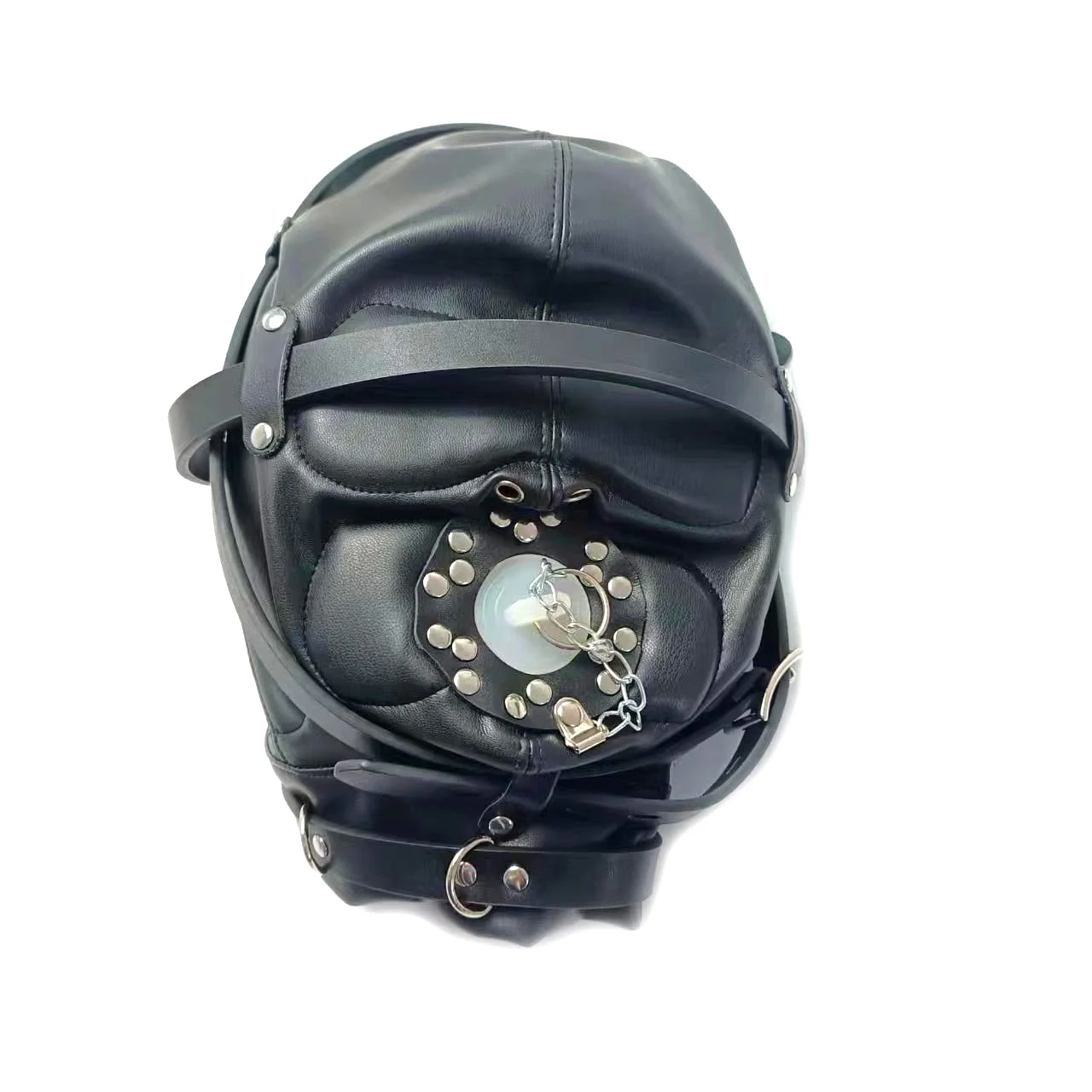 Leather Bondage Adult Games Sex Products Full Cover Bondage Restraint Slave Rivets Mask Hood Erotic Sex Toys For Couples