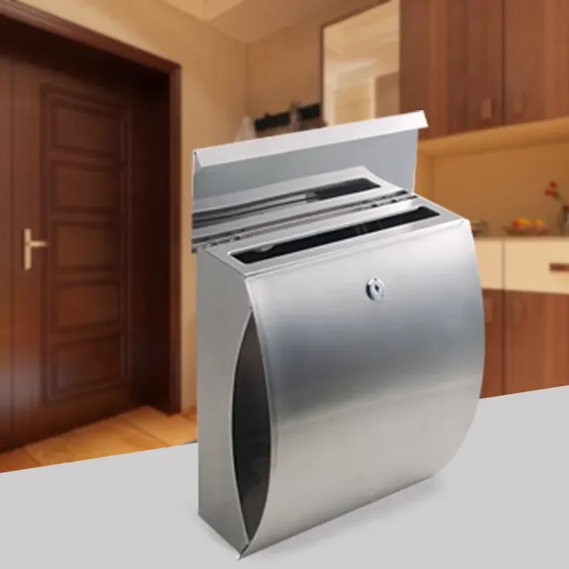 for Modern Wall Mounted Stainless Steel Mailbox with Lock and Key Silver Outdoor Letter Box  Family Parcel Delivery Storage