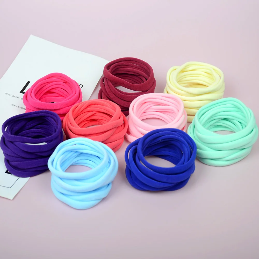 10Pcs/Lot Soft Thin Nylon Headbands Elastic Skinny Nylon Bandage Hair Bands Baby Girls Hair Accessories Baby Girl Headbands