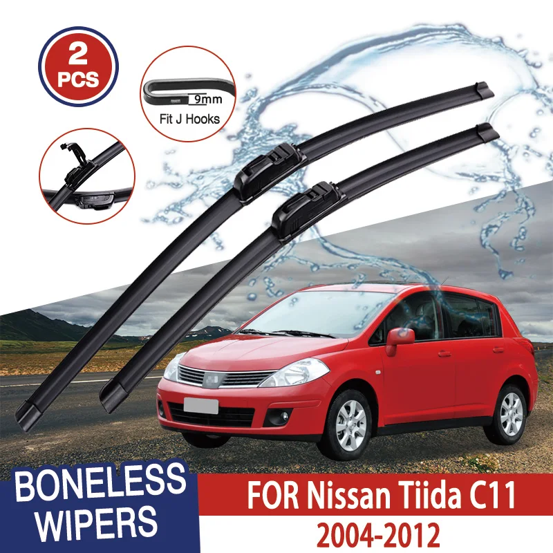 For Nissan Tiida C11 2004-2012 Car Wiper U-type Soft Rubber Boneless Wiper HD Quiet Durable Automotive Wiper 24\