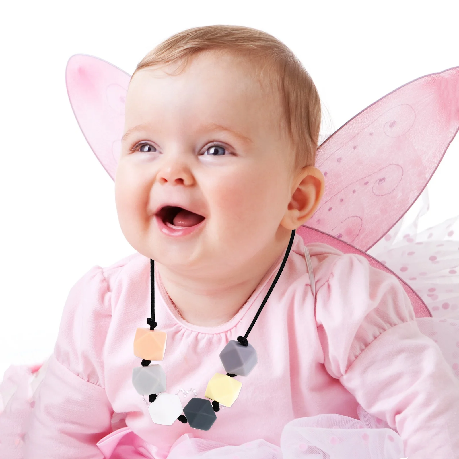 

Baby Teething Necklace Silicone Molar Teether For Newborn Infant Chewable Nursing Durable Food Grade Safe Long Chain Teething