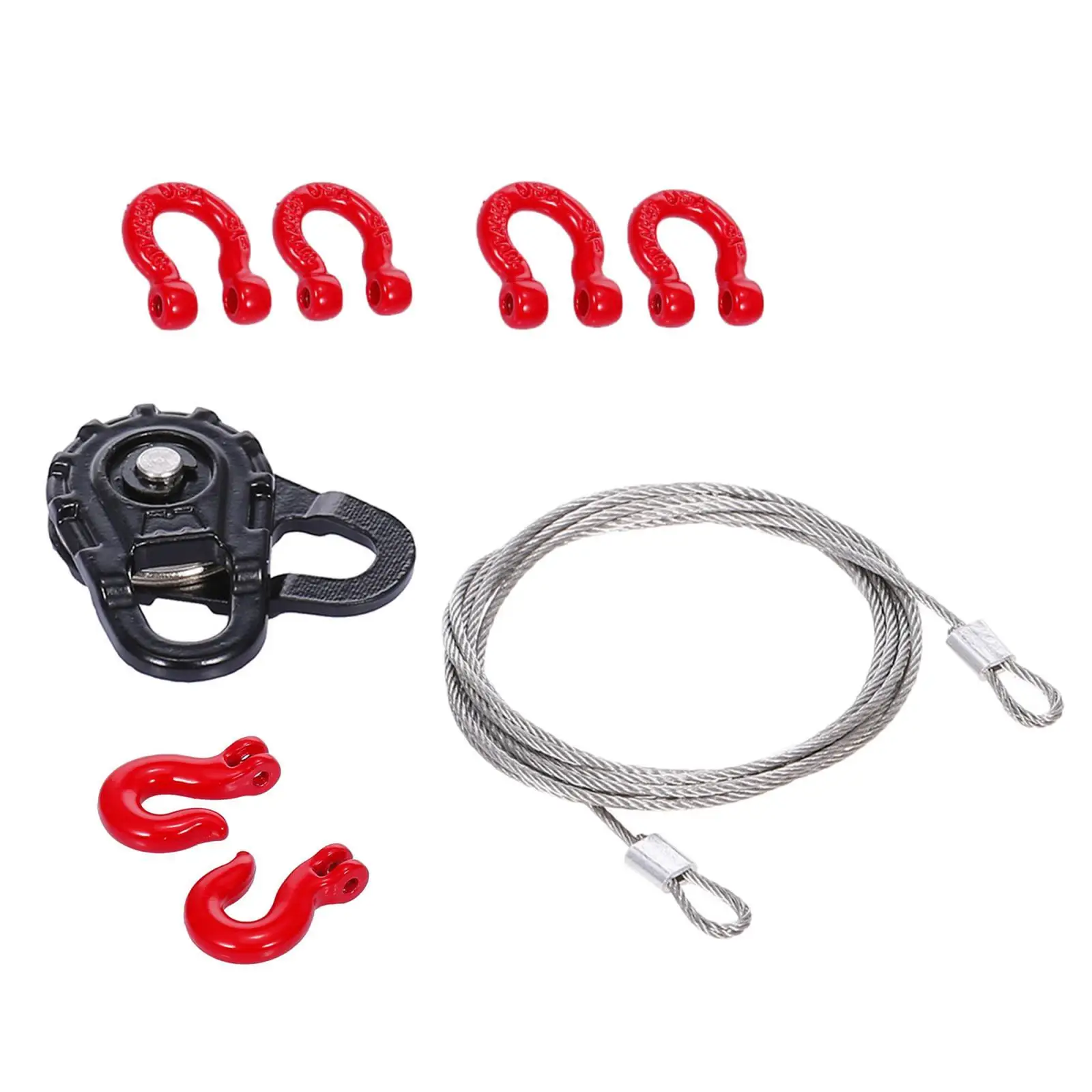 RC Truck Rescue Equipment Winch Snatch Block Hook Tow Chain Kit fit for TRX4 SCX10 D90 HPI RC Car Upgrade Part