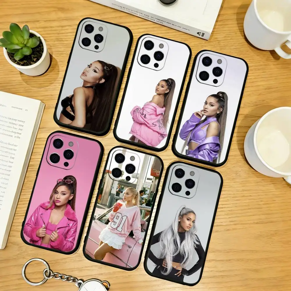

Ariana Grande Phone Case For iPhone 17,16,15,14,13,12,11 Plus,Pro Max,XS,Soft Silicone Black Cover