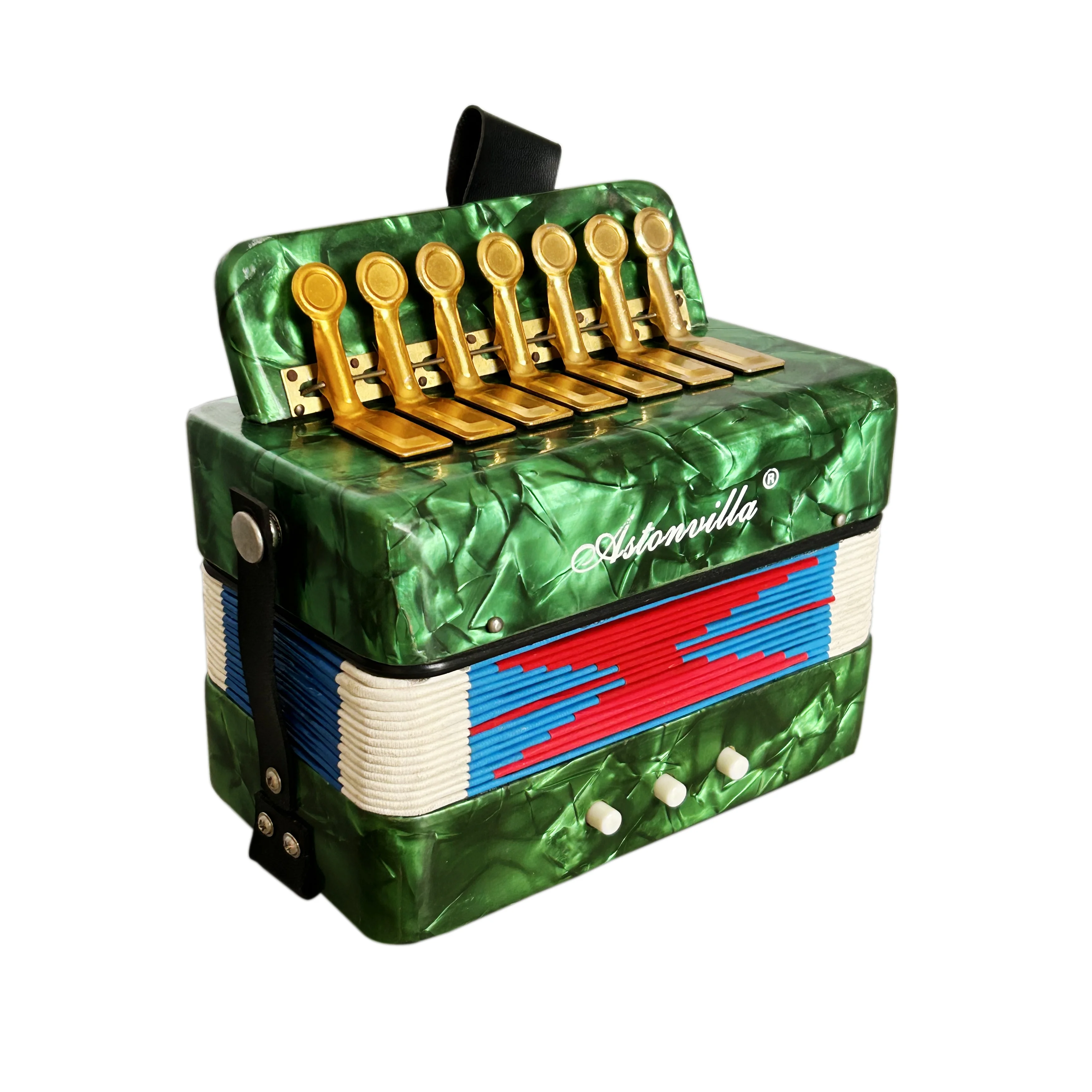 SEASOUND OEM Fisarmonica cromatica a 14 toni Strumento giocattolo in legno durevole a 7 tasti per bambini Modello UC102