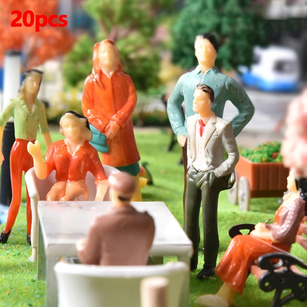 Treni modello Architettonico 1:87 Scala HO Figure dipinte Modello Persone Passeggeri Pose casuali in piedi Persone in miniatura sedute