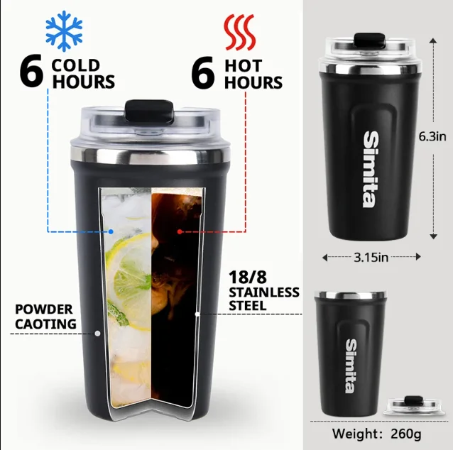 FEIJIAN 380ml Travel Coffee Cup Vacuum Insulation Cup Leakage proof