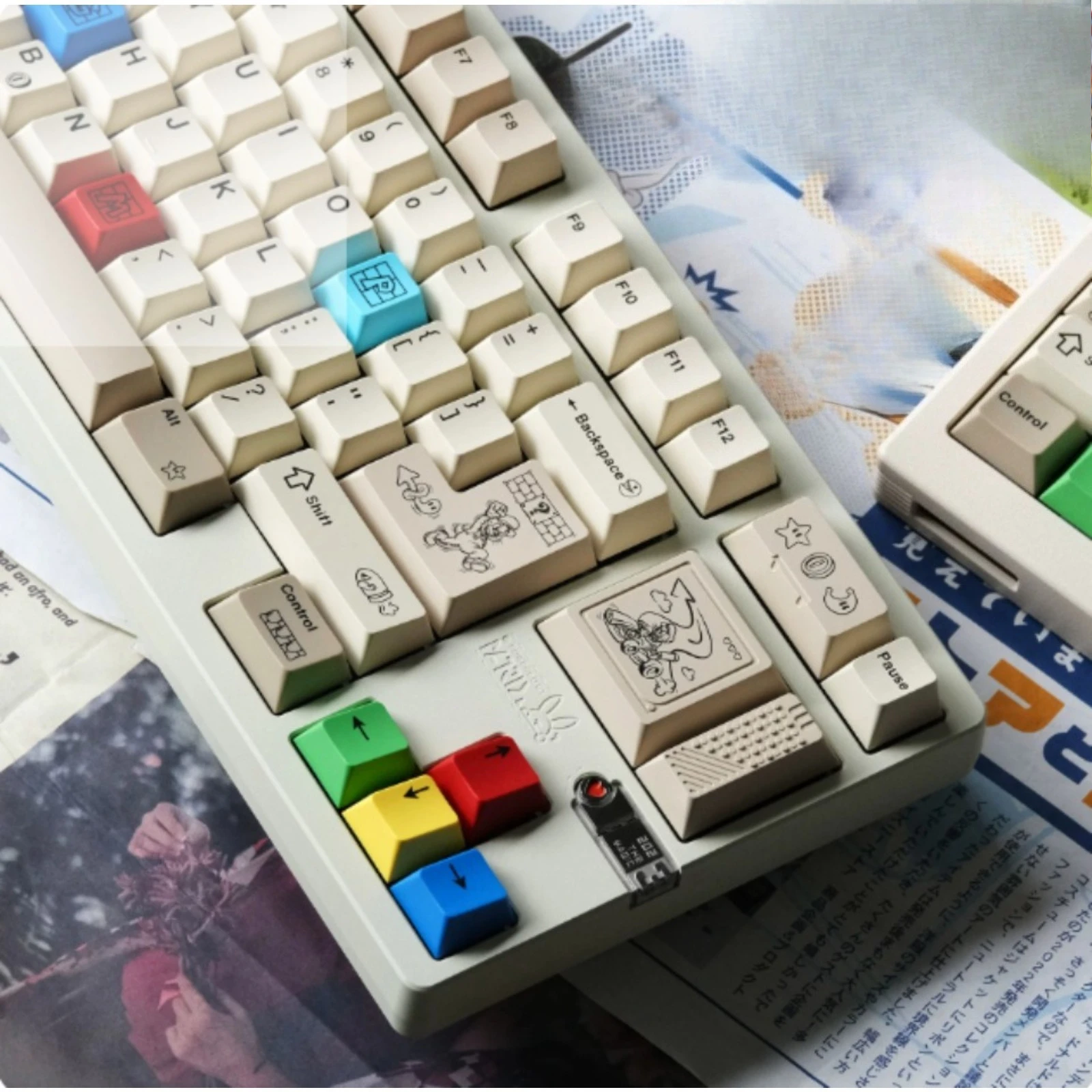 Retro Rubber Tube Theme Keycaps Set PBT Two-color Molding Custom Original Handmade Keycaps for Mechanical Keyboard Accessories