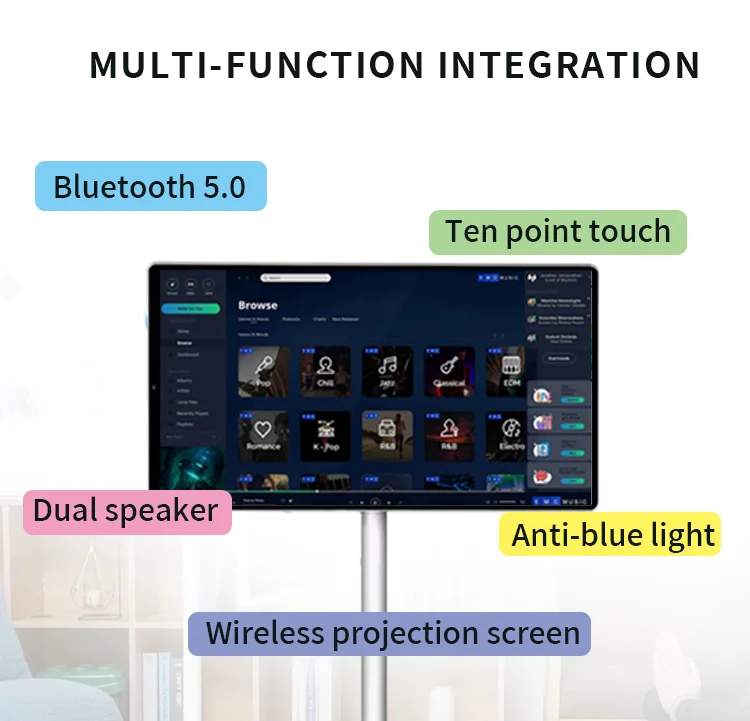 Attrezzatura dal vivo per esterni Smart TV da 22 pollici Touch LCD Interact Screen Standby 5 ore Batteria incorporata Palestra Display LCD portatile l