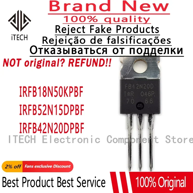 5PCS/Lot IRFB18N50KPBF IRFB18N50K 、IRFB52N15DPBF FB52N15D 、IRFB42N20DPBF FB42N20D New Original N-channel Power MOSFET