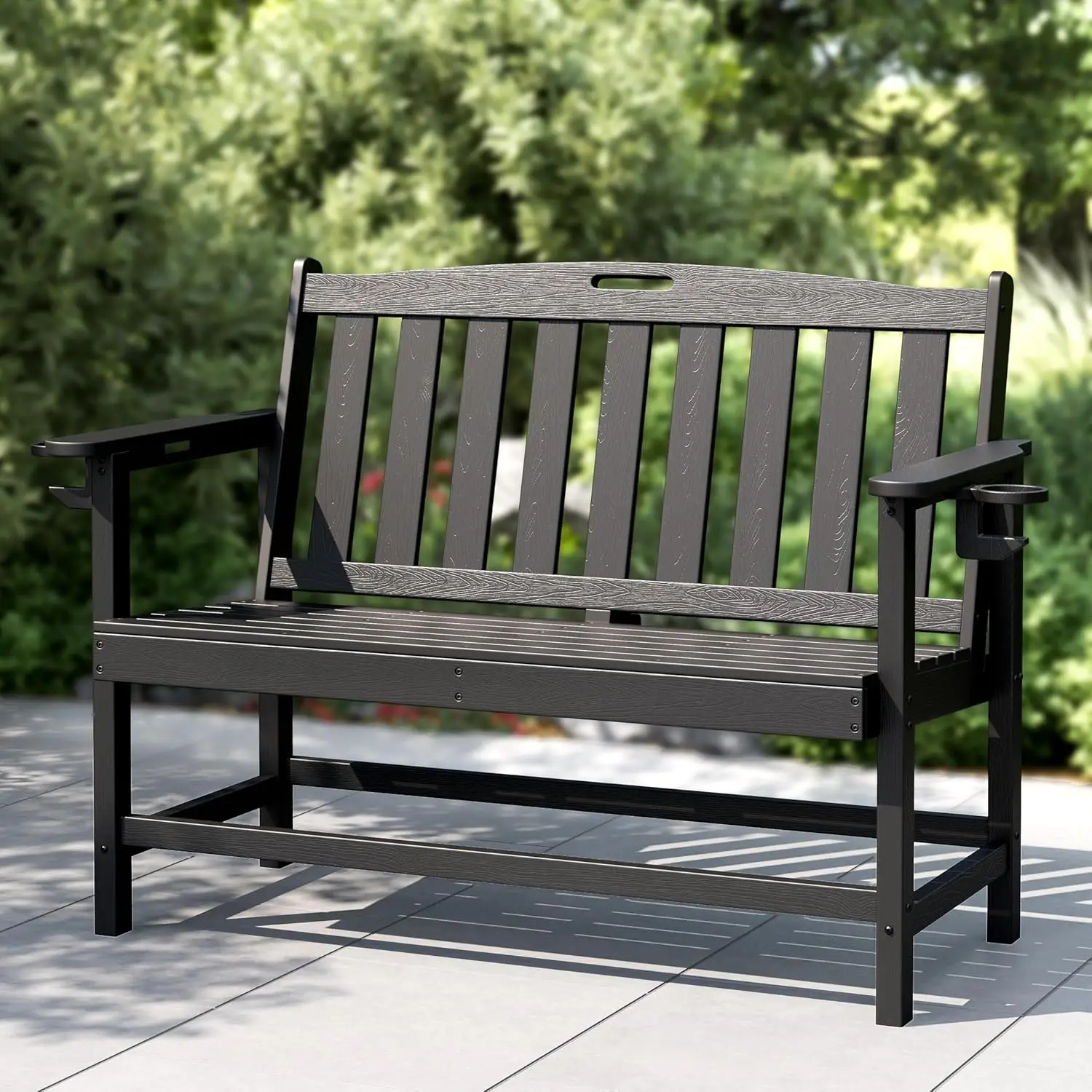 

50 Inch HDPE Outdoor Garden Bench, Park Bench with Reinforced Support Structure, 700 lbs Capacity, 2 Seat All, Customized