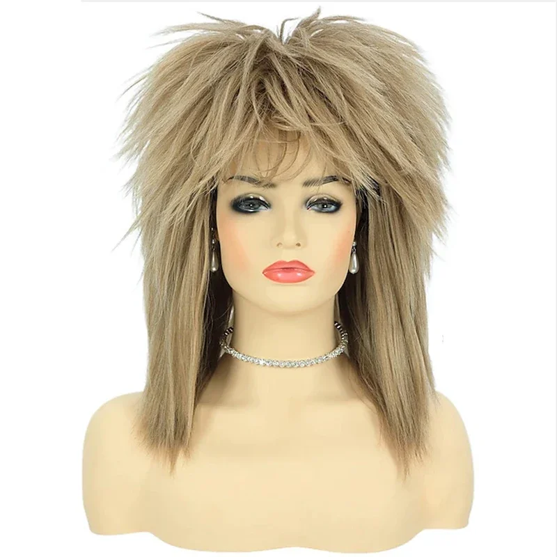 Synthetic Hair 80s Tina Diva Costume Wig for Women  Blonde Rocker Mullet Wigs Glam Punk Rock Rockstar Cosplay Wig