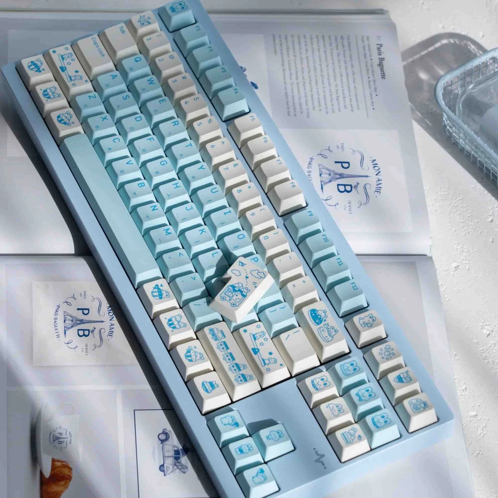 Cute Rabbit Theme Keycap 245Key PBT+PC Custom Personalized Keyboard Cap Cherry Profile KeyCap for Mechanical Keyboard Accessory