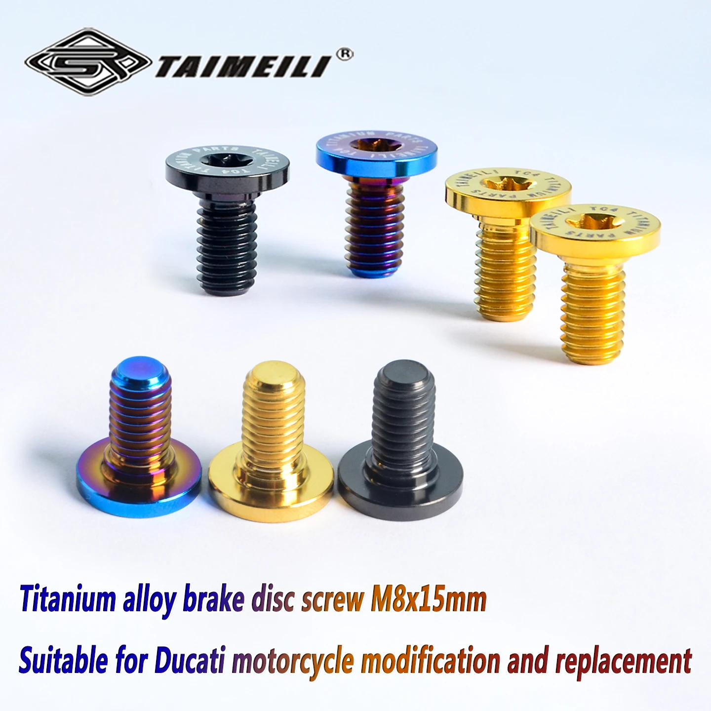 TAIMEILI Titanium Alloy Brake Disc Bolts M8x15mm Fit Ducati Motorcycle Mod Replacement Fasteners 5Pcs