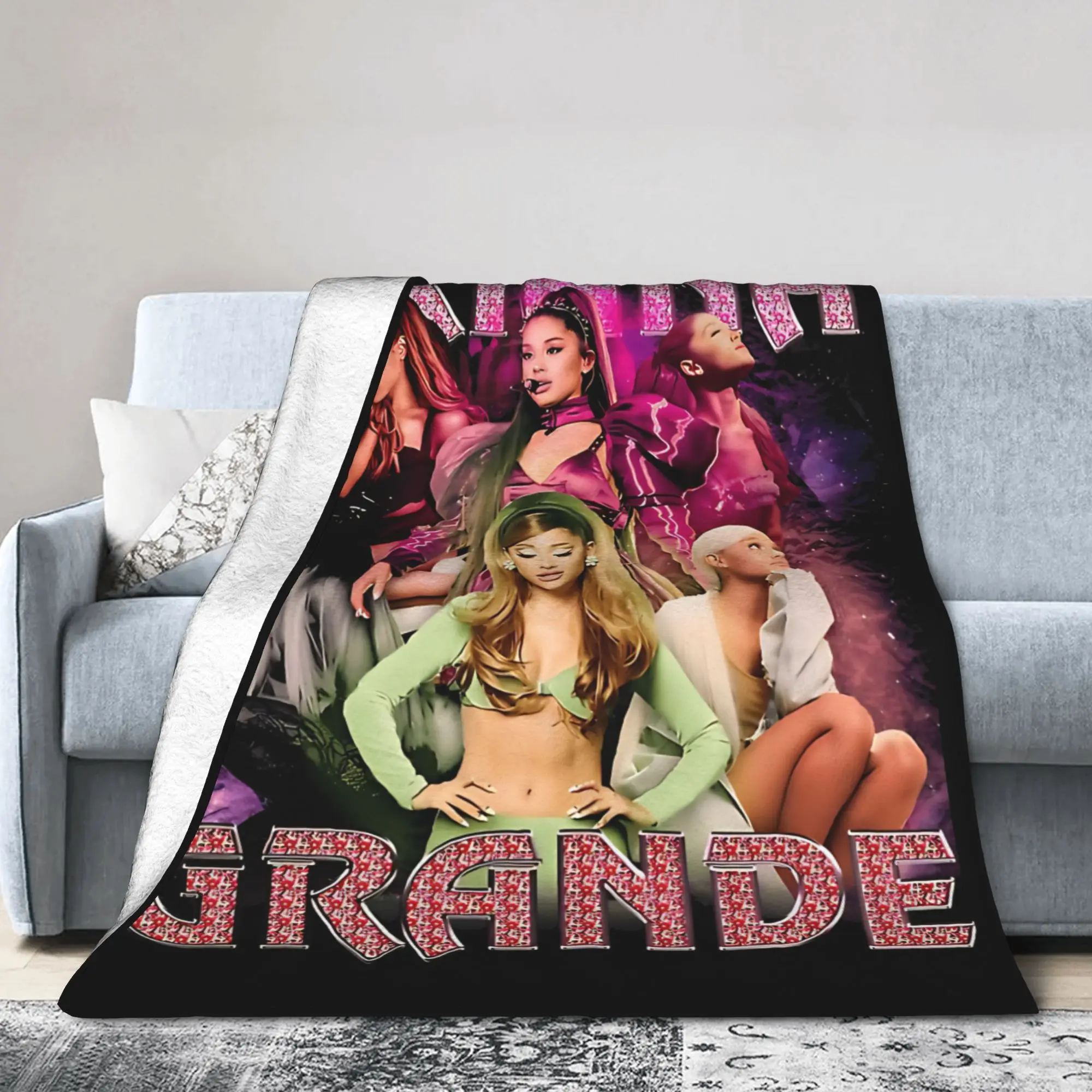 Ariana GrandesGlitter Pop Diva Collage Poster  Flannel Throw Blanket  Blankets for Home Travel Lightweight Thin Bedding Throws,