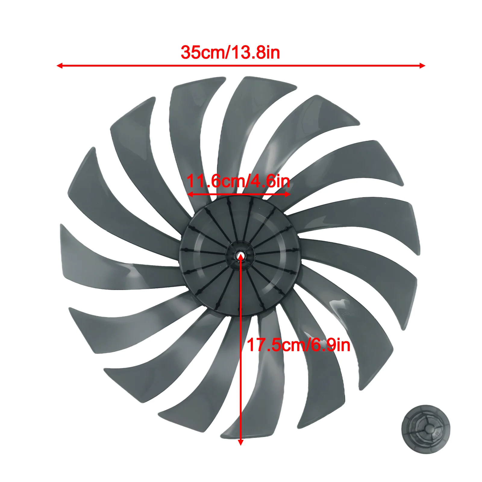 

14in Household Silent Fan Blades 15leaves Plastic Impellor With Nut Cover Replacement For Stand/Table Fanner Accessories