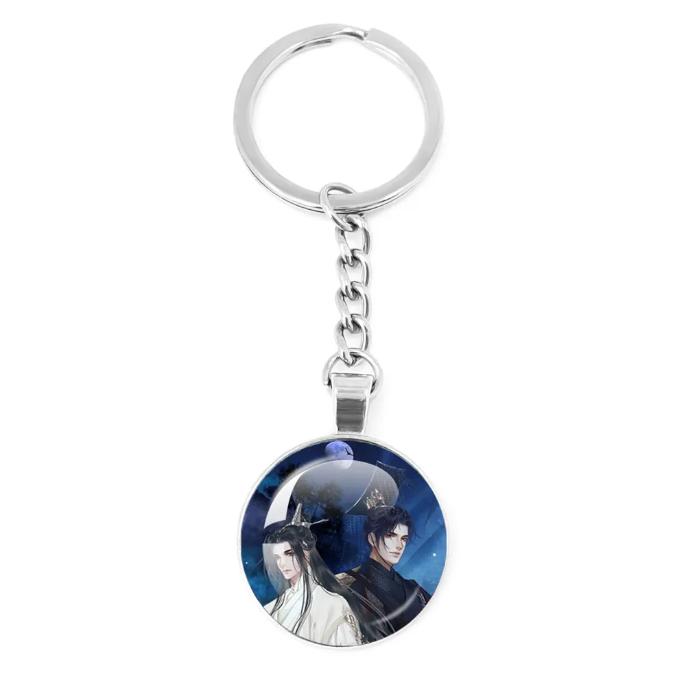 The Husky and His White Cat Shizun ErHa Mo Ran Chu WanNing Cosplay Anime Glass Cabochon Pendant Keychain دوستوں کو تحفے