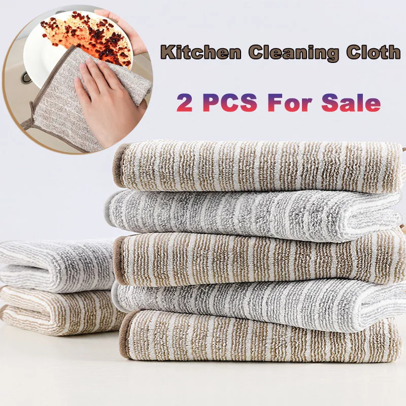 Kitchen Reusable Daily Dish Rags Non-Stick Oil-Free Dishcloths High-efficiency Cleaning Thickened Cloth Household Wipe Towels