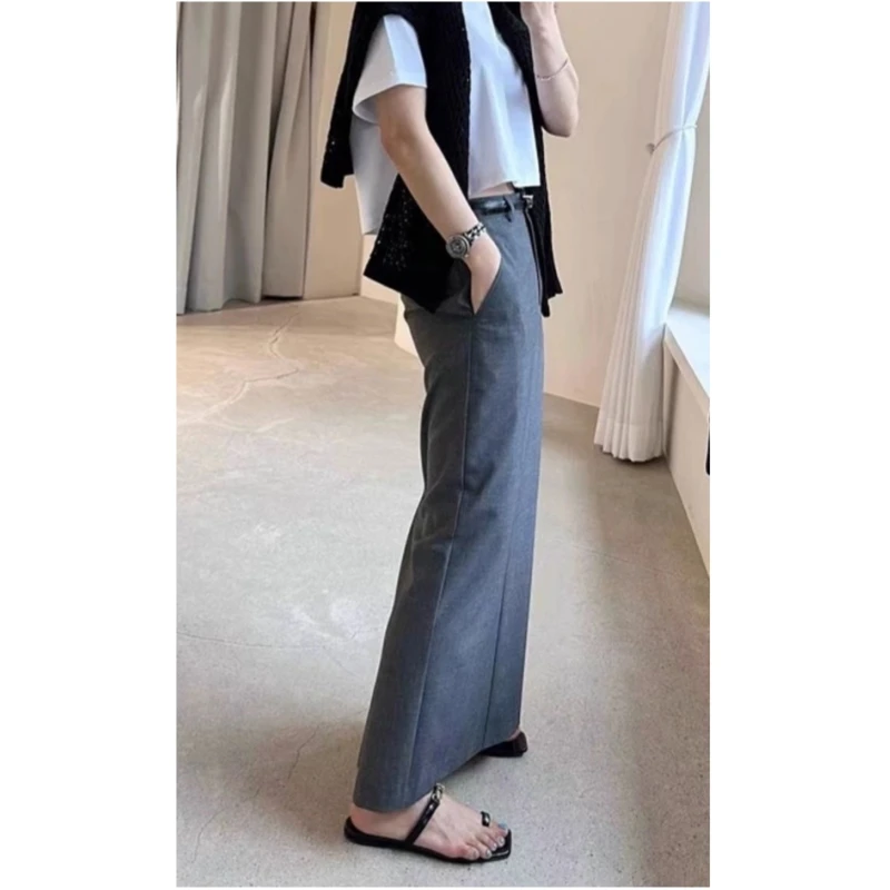 25 anos primavera/verão nicho feminino cintura alta emagrecimento comprimento médio linha A saia de lã dividida