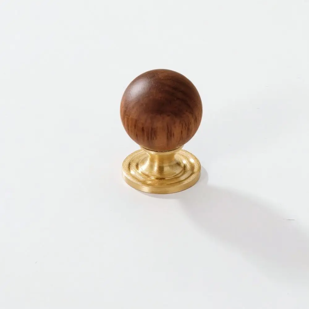 Vintage Walnut Wood Cabinet Handle Brass Furniture Pull Mid Century Style Drawer Knob For Yingdun Home Decor Wardrobe Hardware