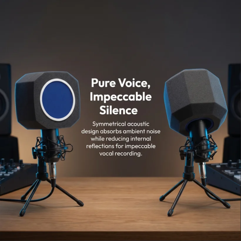 PE4 Microphone Foam Isolation Shield, Soundproof Pop Filter Windscreen, Noise Cancelling Microphone Cover for Studio Recording