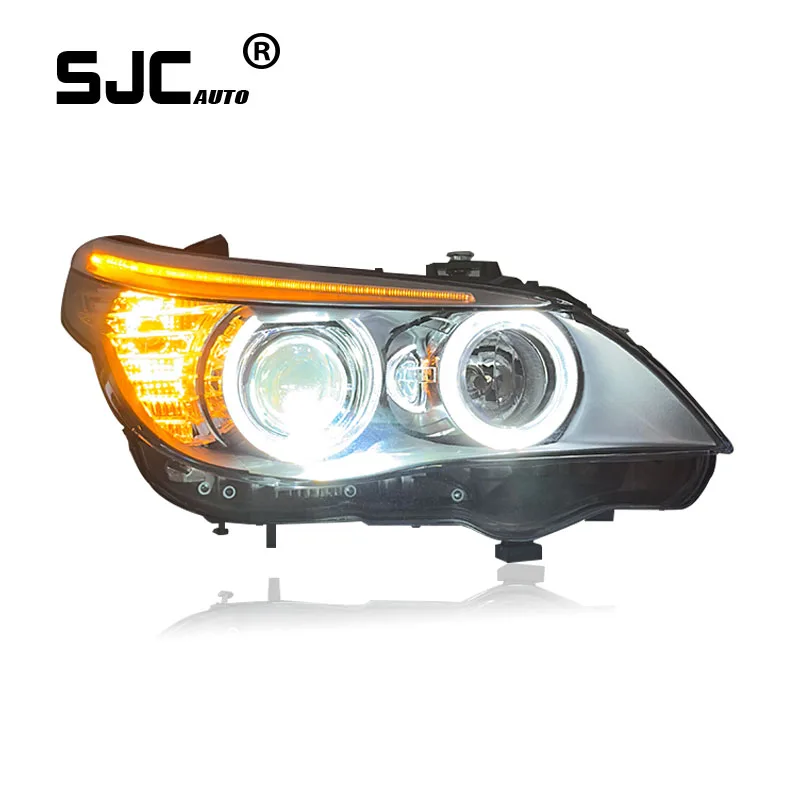 SJC LED Turn Signal Headlight For BMW 5 Series E60 2003-2010 HeadLamp Assembly Led Lens Daytime Running Lights Accessories