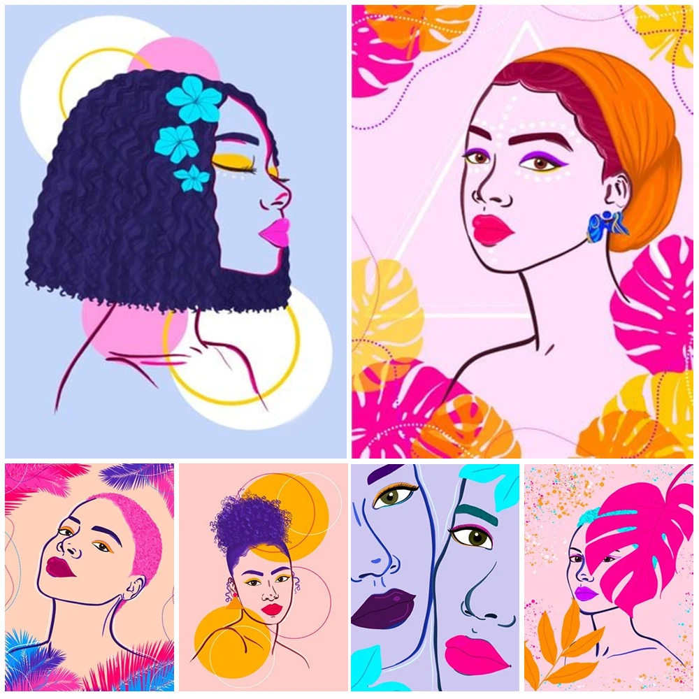 

Minimalist Girls Cartoon Illustration Leaf Posters Wall Art Canvas Painting Home Decor Wall Pictures For Living Room Unframed