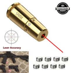 CVLIFE 9MM Bore Sight For 223 5.56mm Pistol Rifle Shotgun Red Laser Boresighter Copper Metal with 4 Sets of Batteries